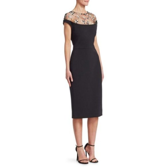 Lela Rose Dresses & Skirts - Lela Rose Floral-Embroidered Tulle Fitted Dress